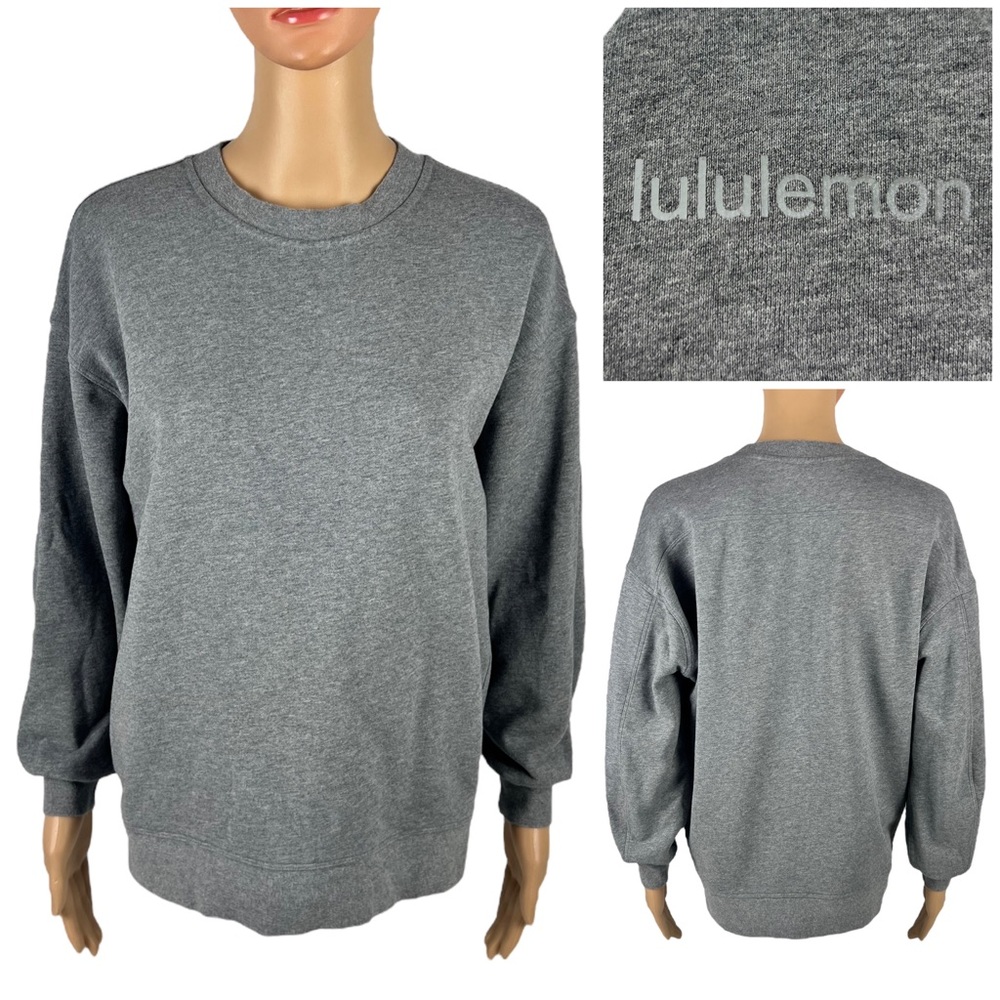 Lululemon Womens 4 - 6 Sweatshirt Gray Gym Performance Spell Out Logo CrewNeck